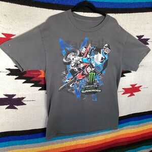 Monster Energy AMA Supercross FIM World Championship Gray T-Shirt Size Large